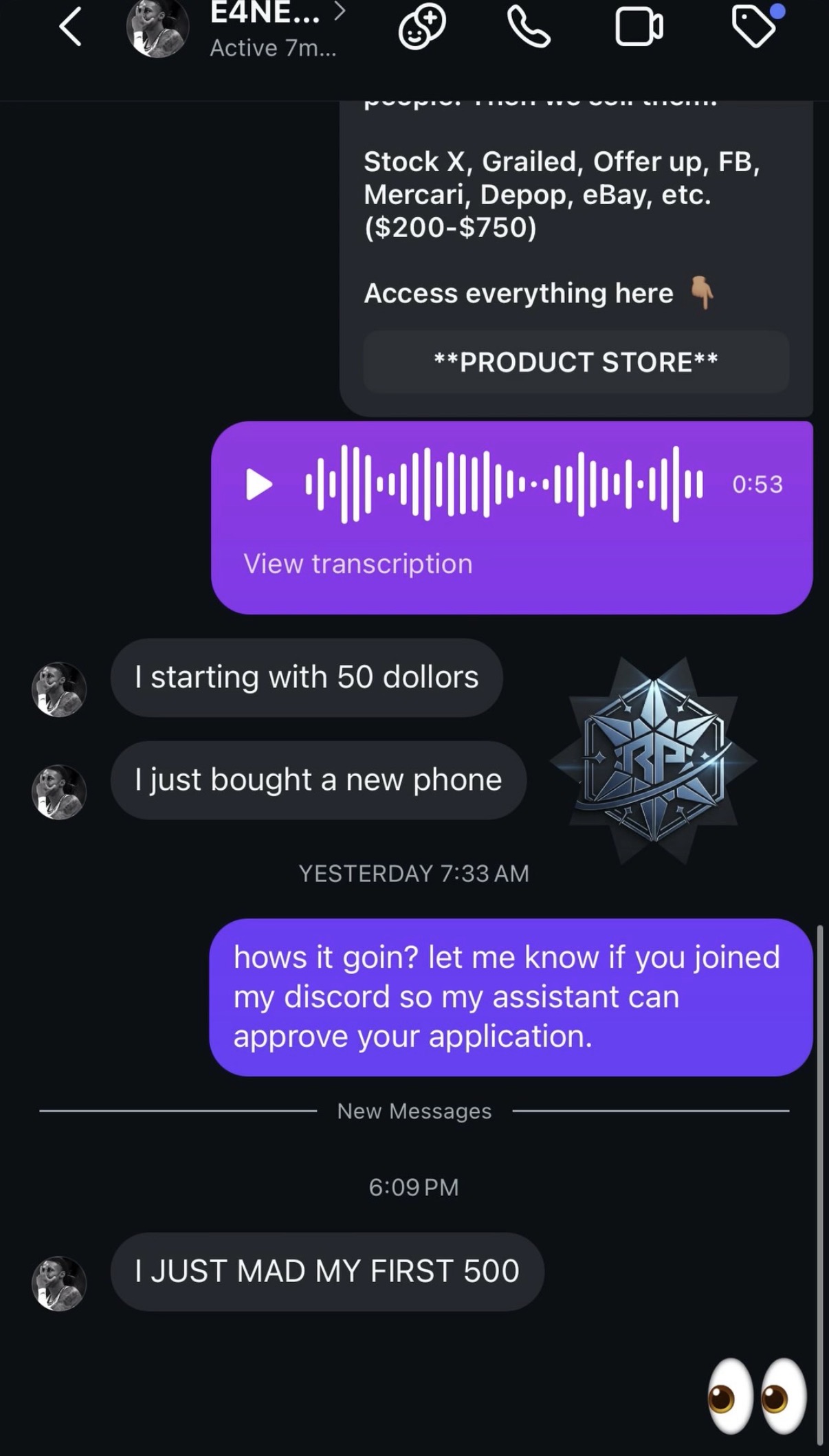 Customer started with $50 and just made their first $500